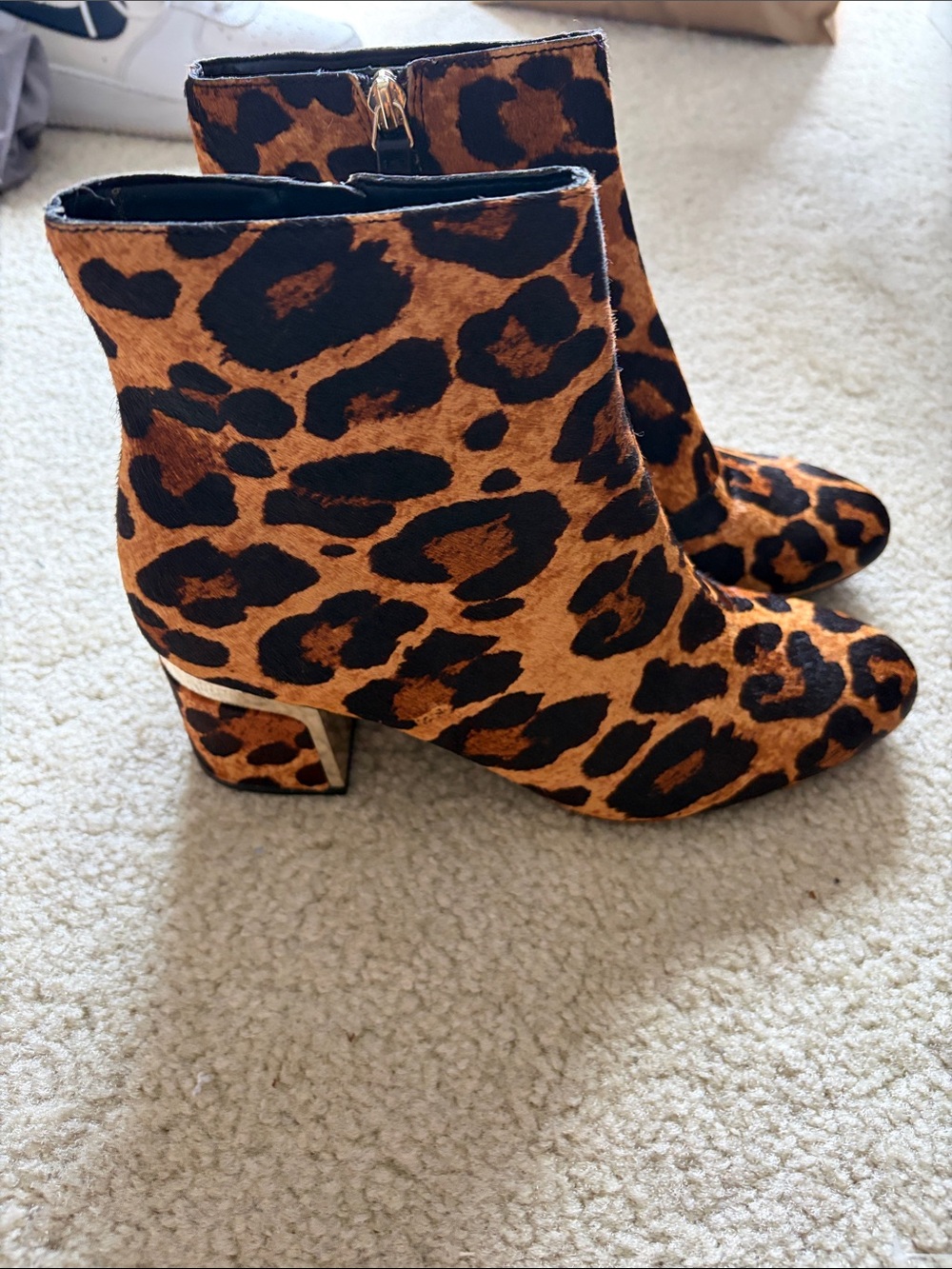 Donna Karan Leopard Print Ankle Boots in Brown and Black